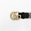圖片 美國百分百【全新真品】Gucci 皮帶 寬身 雙面 復古 黃銅 歐洲精品 配件 logo印花 咖啡 CW62