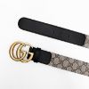圖片 美國百分百【全新真品】Gucci 皮帶 寬身 雙面 復古 黃銅 歐洲精品 配件 logo印花 咖啡 CW62