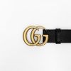 圖片 美國百分百【全新真品】Gucci 皮帶 Marmont 寬身 牛皮 復古 黃銅 歐洲精品 配件 logo 黑色 CU98