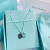 圖片 美國百分百【全新真品】Tiffany & Co. 迷你雙心形吊飾 項鍊 純銀刻字 蒂芬妮 銀飾墜飾 專櫃 綠色 BC46