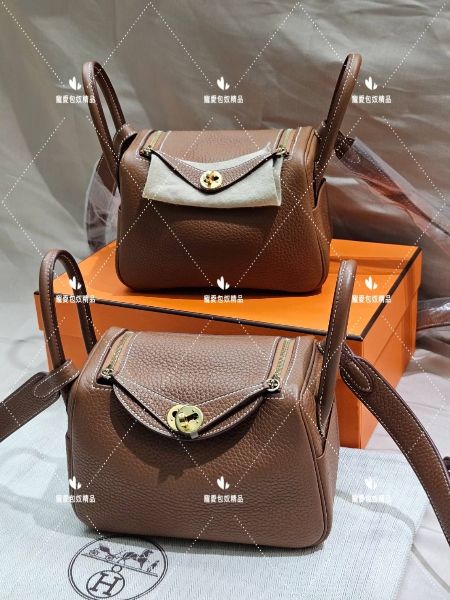圖片 【Hermès Mini Lindy 金棕色 × 金釦】
