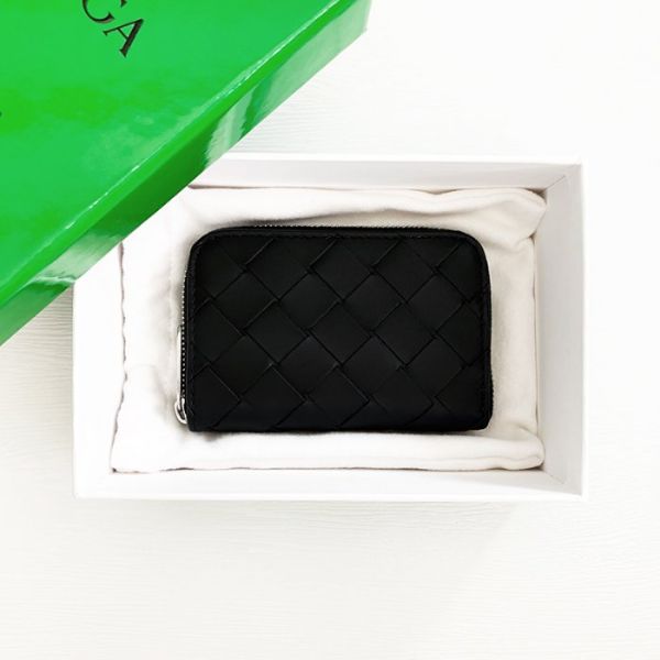 圖片 美國百分百【全新真品】BOTTEGA VENETA 真皮編織 零錢包 BV 錢包 配件 皮革 歐洲精品 黑色 CK05