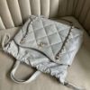 圖片 Chanel 淺灰金釦大菱格托特包