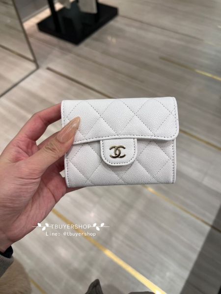 圖片 Chanel cf 白 荔枝皮 雙層卡包/錢包