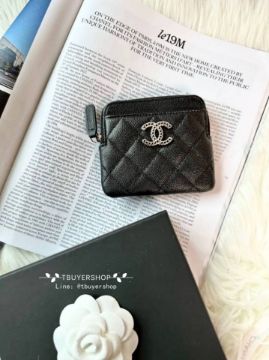 圖片 Chanel cf 黑 淡金 荔枝皮 豆腐錢包/卡包
