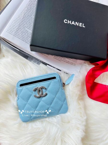 圖片 Chanel cf 藍鑽 淡金 荔枝皮 吐司錢包/卡包