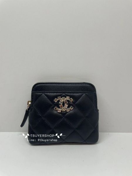 圖片 Chanel 24p 黑金 大雙c水鑽字母 豆腐錢包
