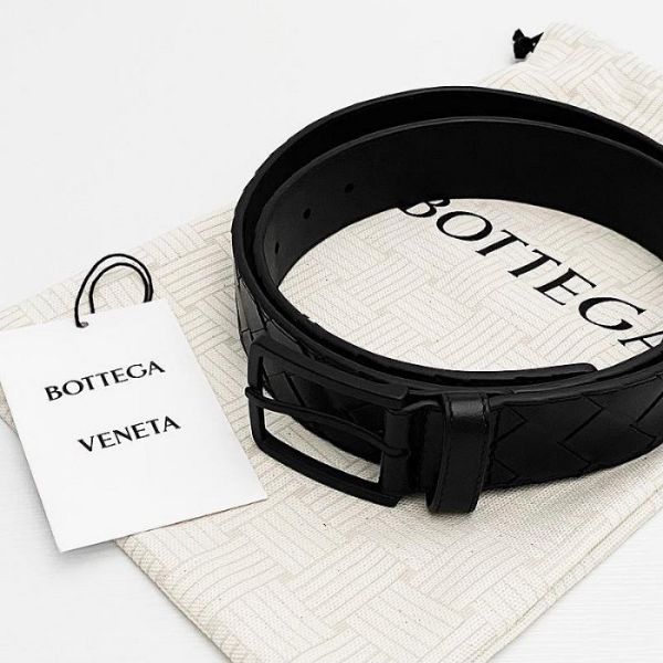 圖片 美國百分百【全新真品】BOTTEGA VENETA 真皮編織 皮帶 牛皮 歐洲精品 BV 配件 黑色 BB56