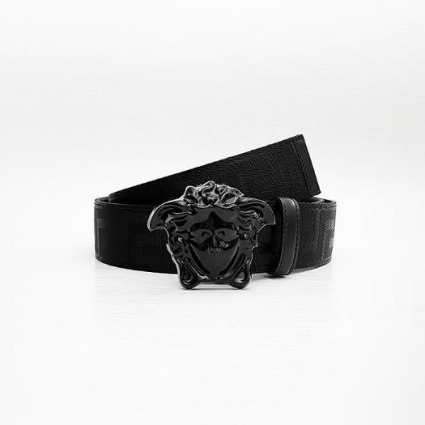 圖片 美國百分百【全新真品】Versace Jeans 凡賽斯 寬身皮帶 牛皮 歐洲精品 VJ 配件 黑色 DC33