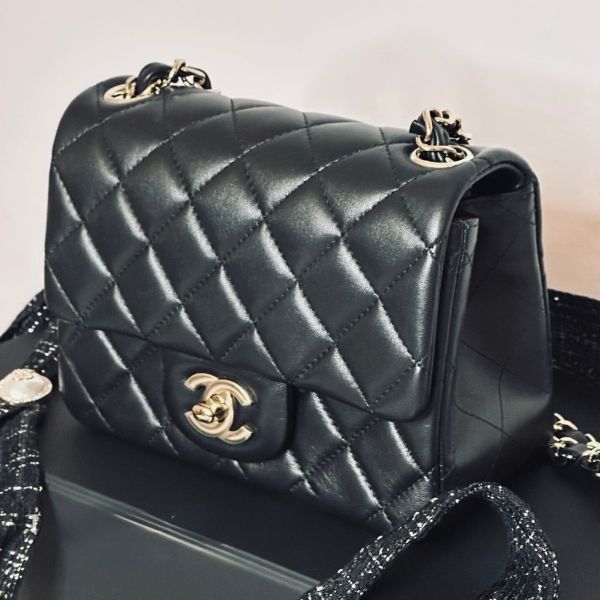 圖片 Chanel A35200 mini Coco 方胖子 肩背包 黑金 