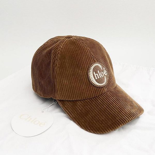 圖片 美國百分百【全新真品】Chloe 寇依 帽子 復古 燈芯絨 配件 歐洲精品 棒球帽 LOGO 深咖啡 DB71