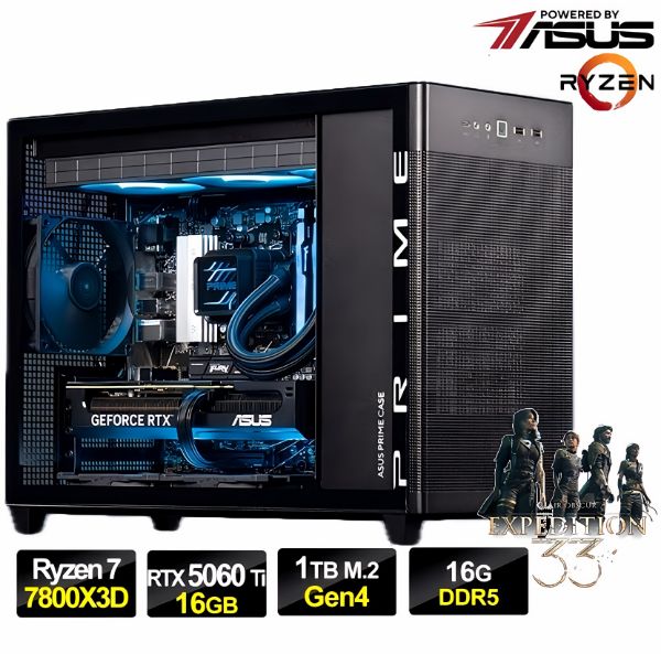 圖片 光與影】八核 R7-7800X3D 水冷 華碩 WIFI 雙風扇 RTX5060TI O16G 電競 1T 電腦 主機