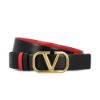 圖片 【VALENTINO】 GARAVANI 復古黄銅 V LOGO搭扣 光滑小牛皮 皮帶 可兩面穿戴 黑色/紅色 - ZW2T0T15ZFR 0SM