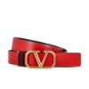 圖片 【VALENTINO】 GARAVANI 復古黄銅 V LOGO搭扣 光滑小牛皮 皮帶 可兩面穿戴 黑色/紅色 - ZW2T0T15ZFR 0SM
