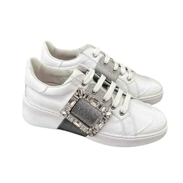圖片 Roger Vivier 銀色裝飾水晶方釦皮革運動鞋 女款 Viv Skate EU 35.5/38