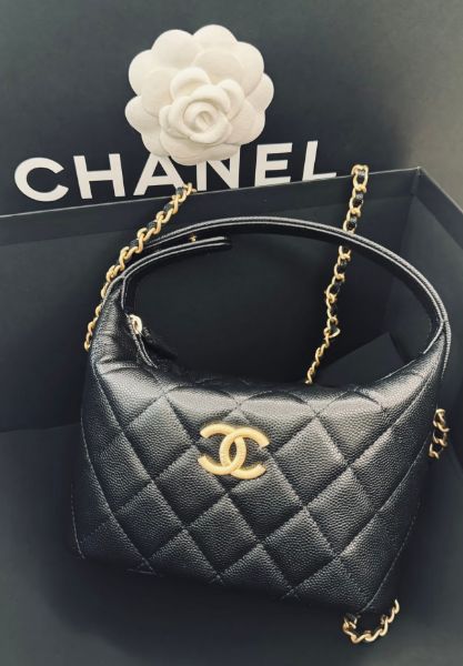 圖片 Chanel 香奈兒 CHANEL AP4484 黑色荔枝皮 大 CC 斜背包手提包便當盒包