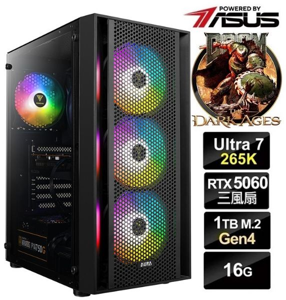 圖片 毀滅戰士】20核 U7-285K 華碩 WIFI 7 超頻3扇 RTX5060 飇16G 電競 SSD 電腦 主機