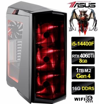 圖片 暗黑破壞神】十核心 I5 華碩 WIFI 超頻雙風扇 RTX4060TI 飇16G 電競1T M2 電腦主機