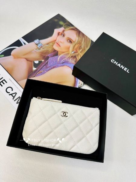 圖片 Chanel cf 白金 荔枝皮 一字拉鏈錢包/卡包