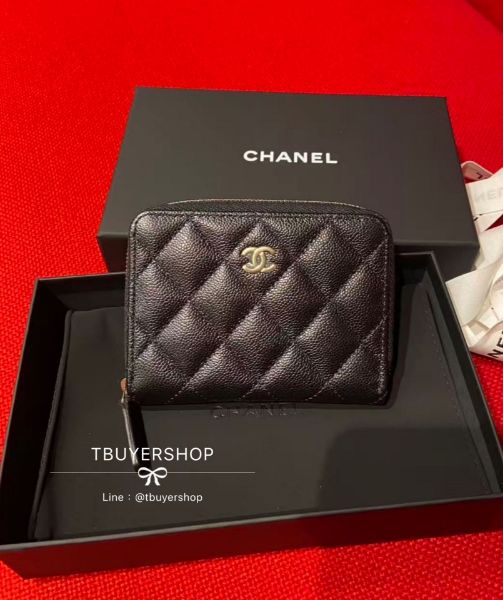圖片 Chanel 25s cf 黑金 荔枝皮 對開拉鍊短夾
