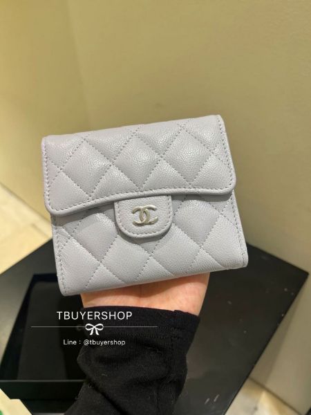 圖片 Chanel cf 灰 荔枝皮 三折短夾
