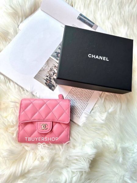 圖片 Chanel cf 粉 羊皮 三折短夾