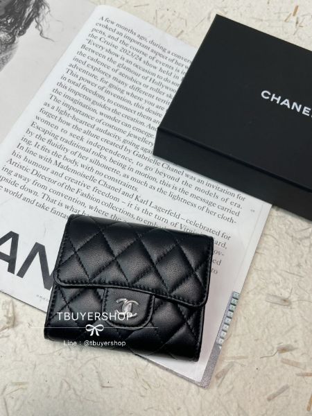 圖片 Chanel 25p 全黑so black 內裏零錢袋 小錢包/三折短夾