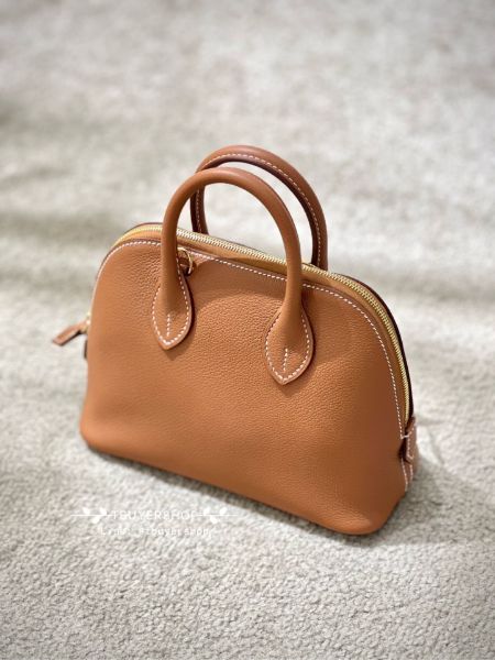 圖片 Hermes Mini bolide 金棕金 ec皮 W搭配twilly也好美
