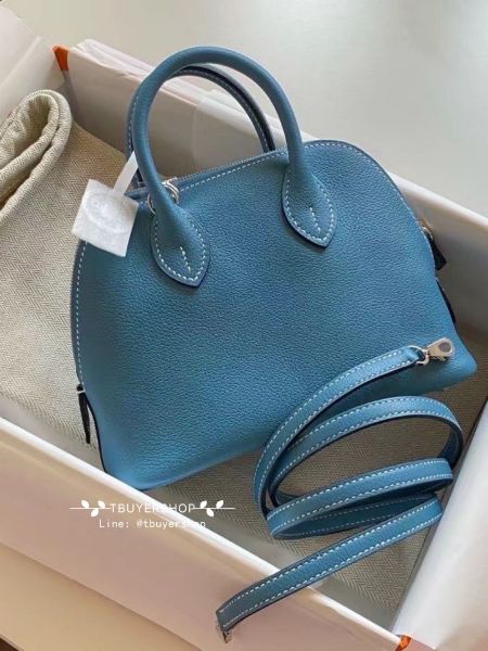 圖片 Hermes mini bolide 牛仔藍 銀扣 走白線 ev皮W