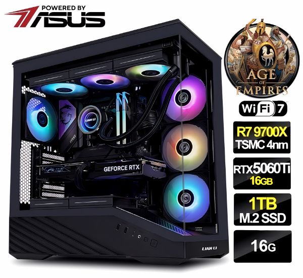 圖片 世紀帝國】R7 9700X 水冷 華碩 TUF B850 超頻雙扇 RTX5060TI 16G 電競 金牌 電腦 主機