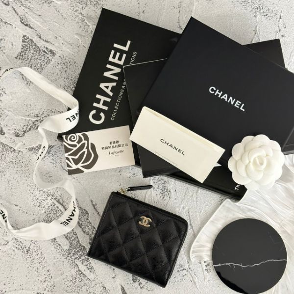 圖片 CHANEL 25S 黑金L型短夾