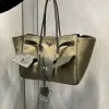 圖片 Balenciaga 835670 中款棉質小牛皮 Bel Air 包 卡其色