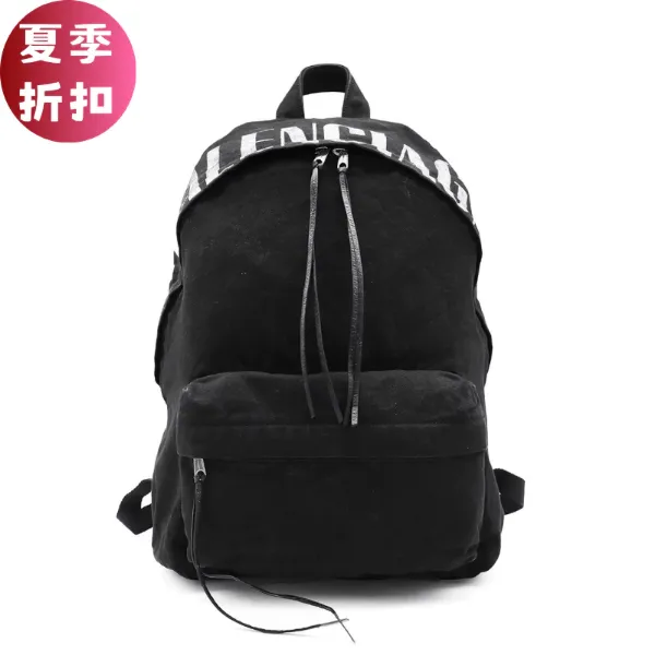 圖片 Balenciaga 827206 男款 Editor 黑白色帆布後背包 黑白配色