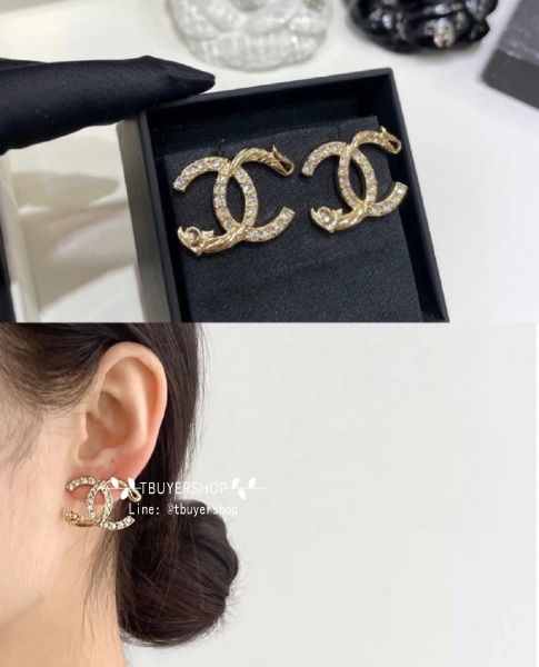 圖片 Chanel 浮雕水鑽鴛鴦 大雙c耳釘