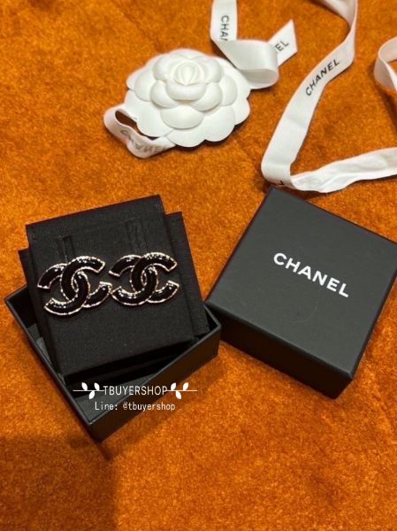圖片 Chanel 黑金 大雙c耳釘