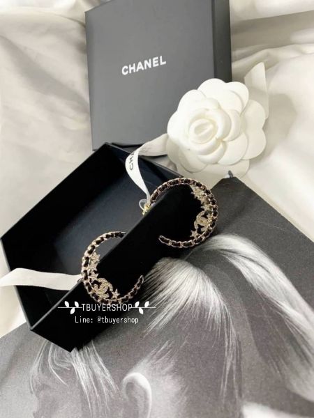 圖片 Chanel 皮穿水鑽星星圓弧 雙c耳釘 很好看