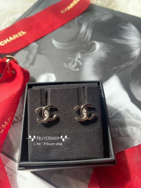 圖片 Chanel 爆款💥淡金雙C菱形 水鑽耳釘