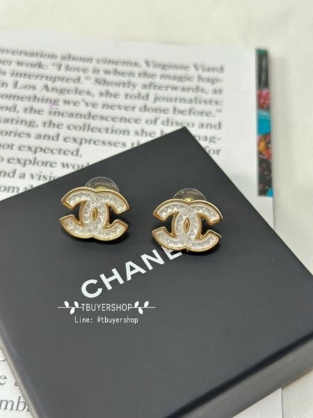 圖片 Chanel 24a 白金立體壓克力cc耳釘