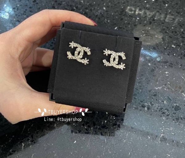 圖片 Chanel 銀色 滿鑽雪花 cc耳釘  簡單優雅