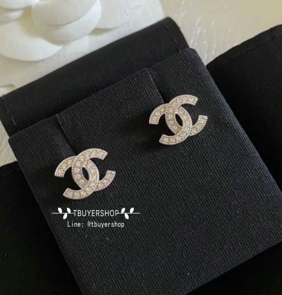 圖片 Chanel 24a 經典cc 金 水鑽耳釘