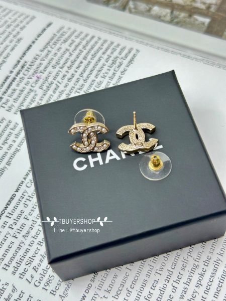 圖片 Chanel 珍珠水鑽cc經典耳釘