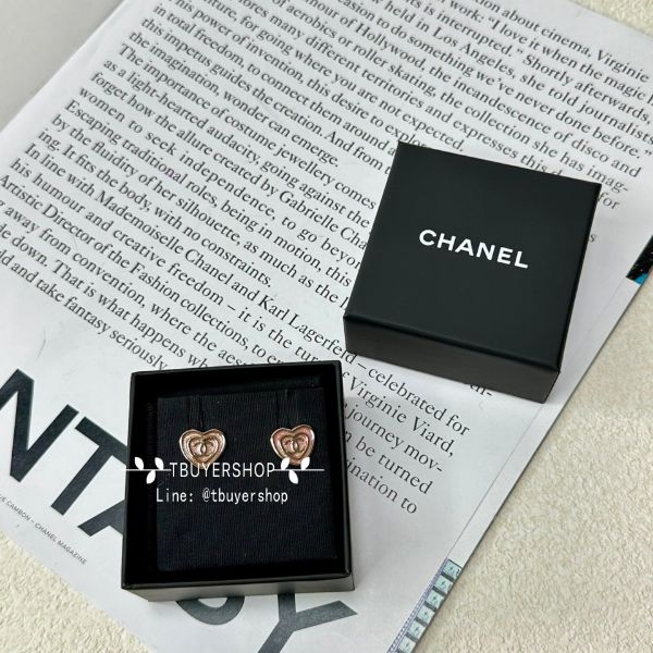圖片 Chanel 粉 小愛心 雙c耳釘 好可愛