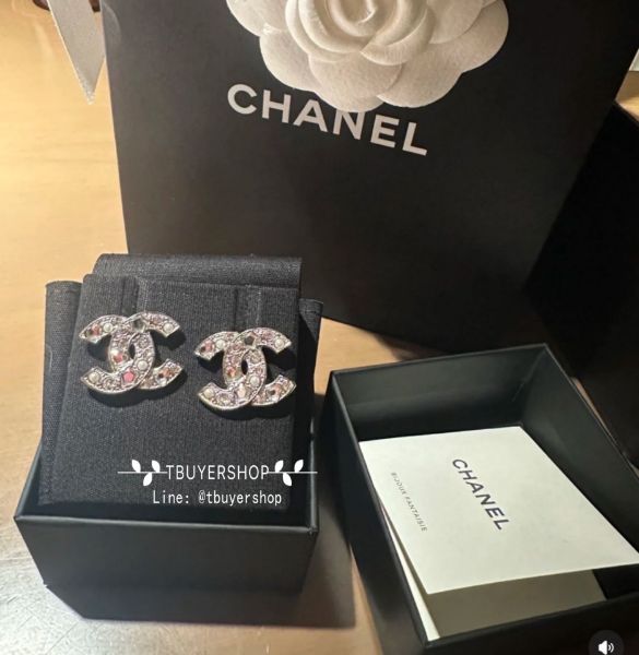 圖片 Chanel 25p 愛心星星水鑽雙C耳夾