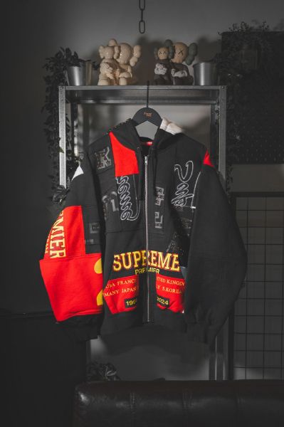 【Focus Store】Supreme SS25 Week14 Patchwork Zip Up Hooded Sweatshirt