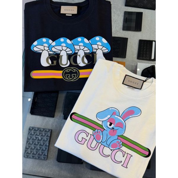 圖片 Gucci 經典 蘑菇、兔子圖案設計 可愛好看 短袖T恤上衣
