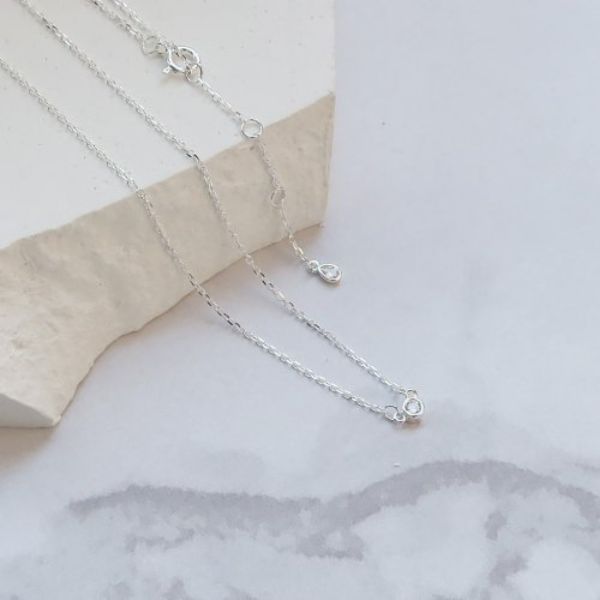 圖片 大員囡仔【獨家精選】細小圓x鋯石 925純銀 極細/鎖骨項鍊