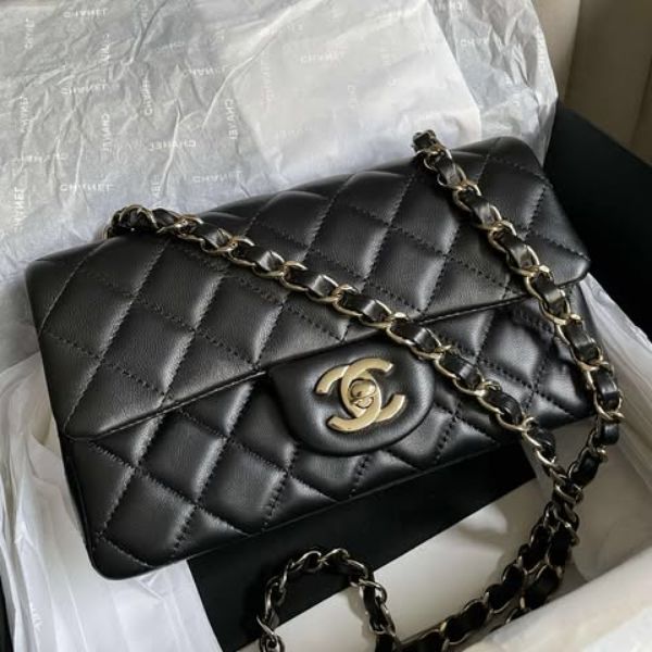 圖片 Chanel 黑金羊皮經典mini cf