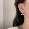 圖片 Chanel 25c白色琺瑯方鑽耳環
