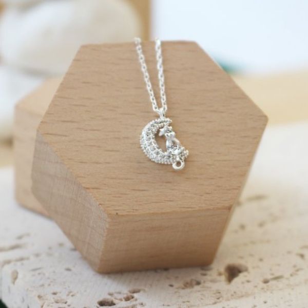 圖片 【美鑽銀飾】月の貓 | 純銀鋯石細項鍊| 大員囡仔