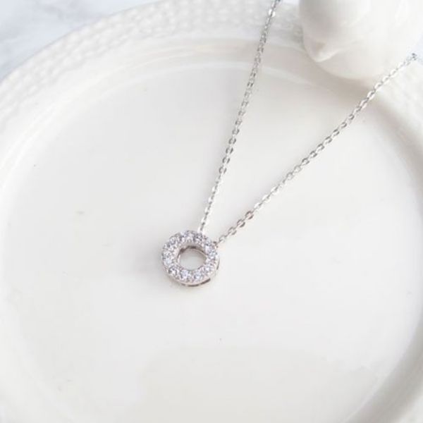 圖片 【美鑽銀飾】閃耀圓 | 純銀鋯石鎖骨項鍊 | 大員囡仔